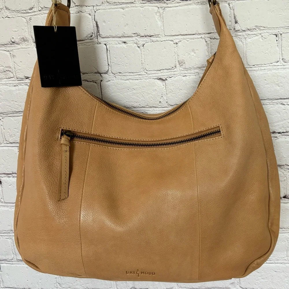 DAY & MOOD Sandy Hobo Large Leather Suede Camel Handbag--NWT